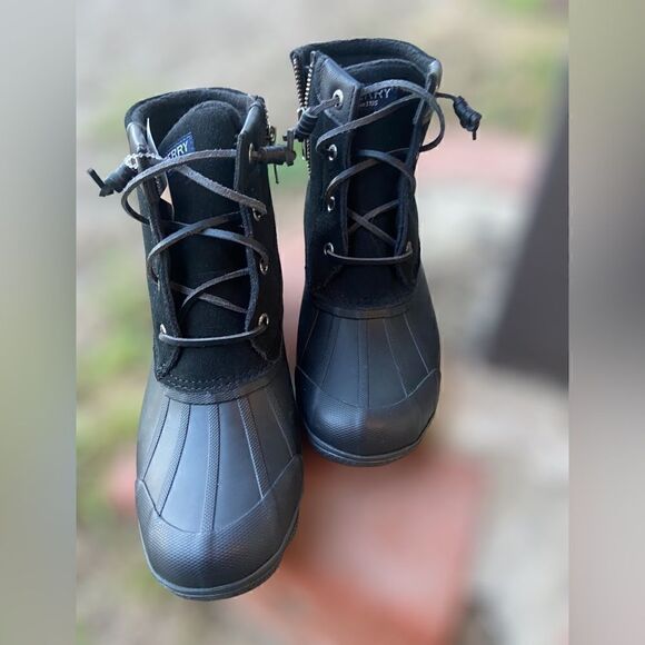 Sperry "Syron Gulf" Duck Boot Lace-up NEW black Size 6 - Picture 2 of 12